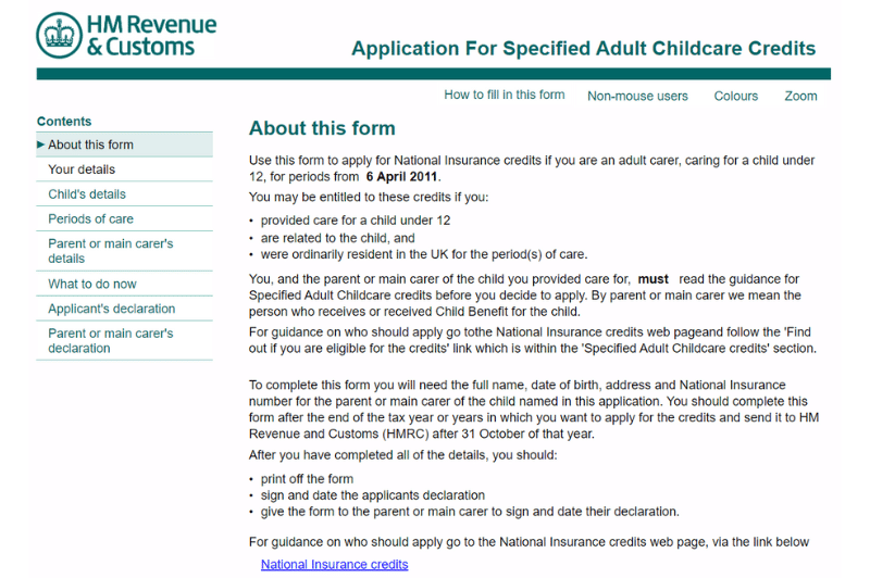 A how to guide on how to fill the Specified Adult Childcare Credits (SACC) on HMRC A how to guide on how to fill the Specified Adult Childcare Credits (SACC) on HMRC